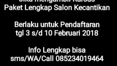 ———————————– PAKET 1 “USAHA SALON KECANTIKAN” : Rp 2,500.000 Materi : Pengguntingan Rambut Wanita dan Pria : “Horizontal Style“ “Oval […]